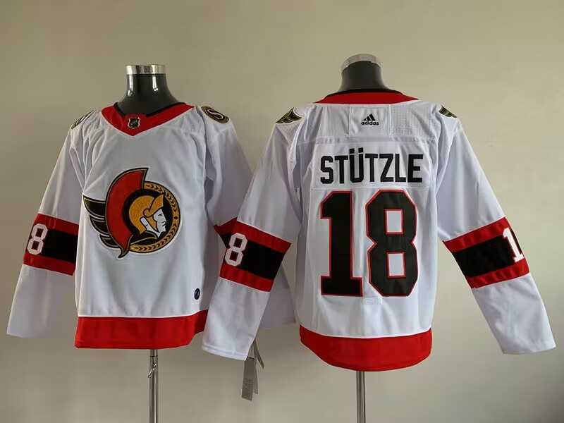 Men%27s Ottawa Senators 18 Tim Stutzle White Stitched jersey->seattle kraken->NHL Jersey